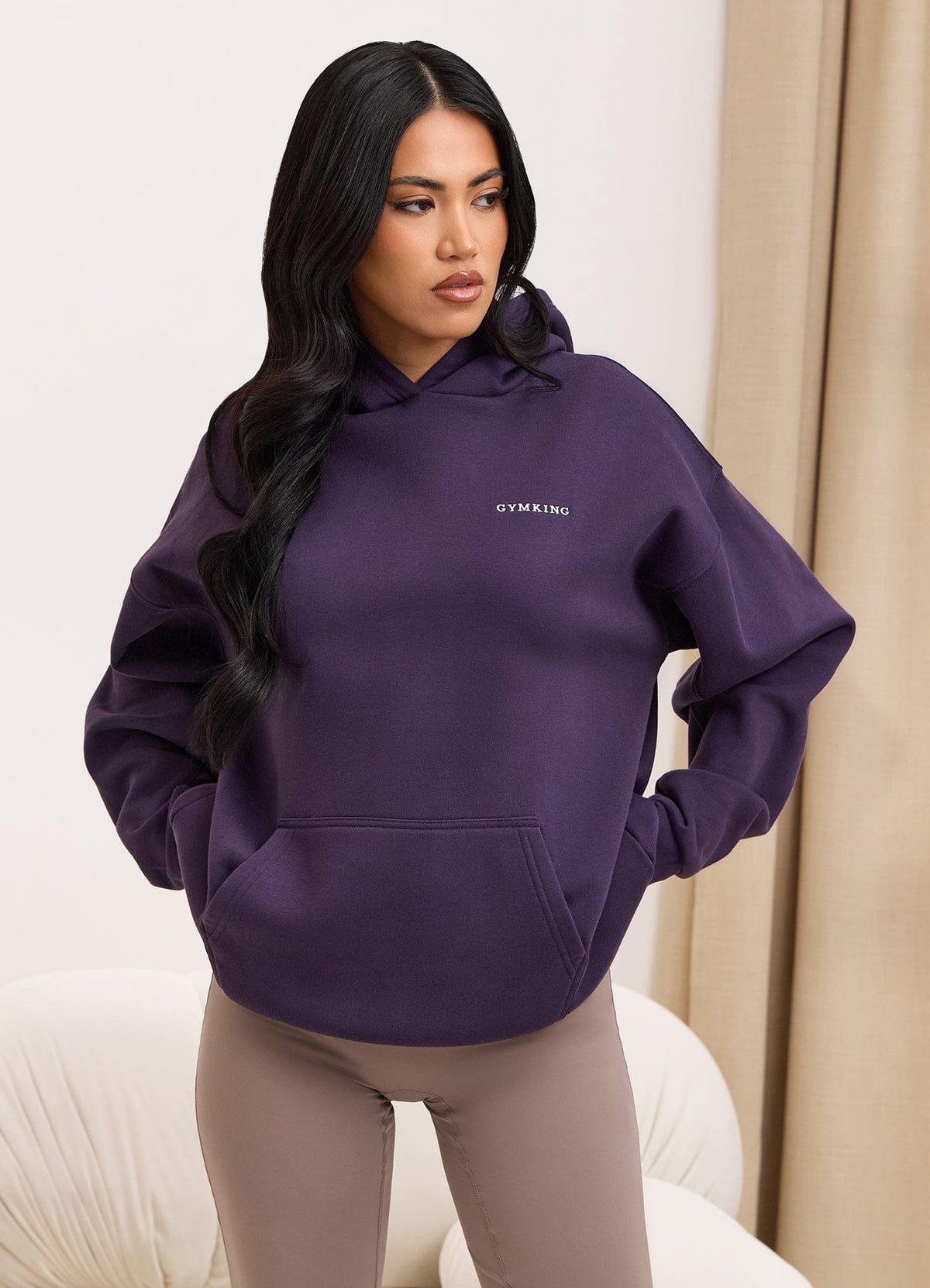 Gym King 365 Relaxed Fit Fleece Hoodie - Aubergine