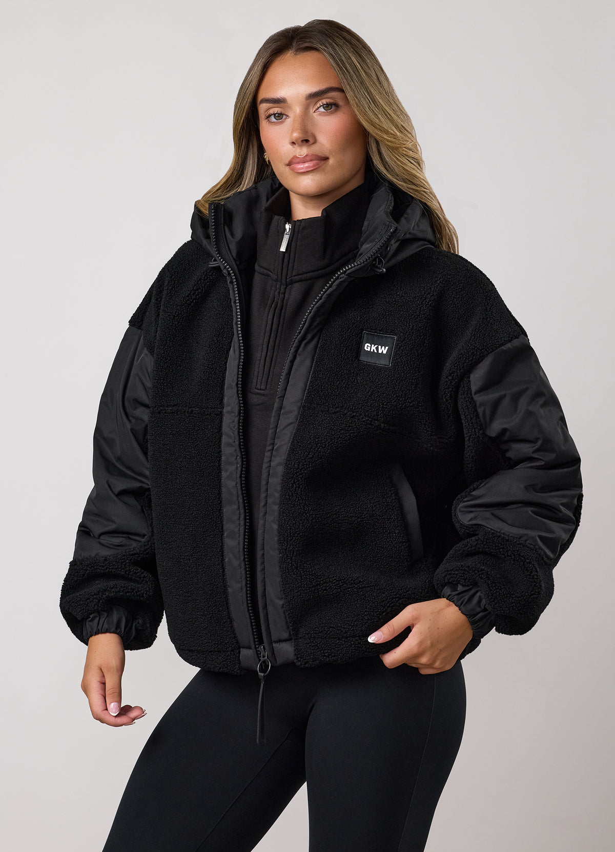 Gym King Borg Fleece and Woven Jacket - Black