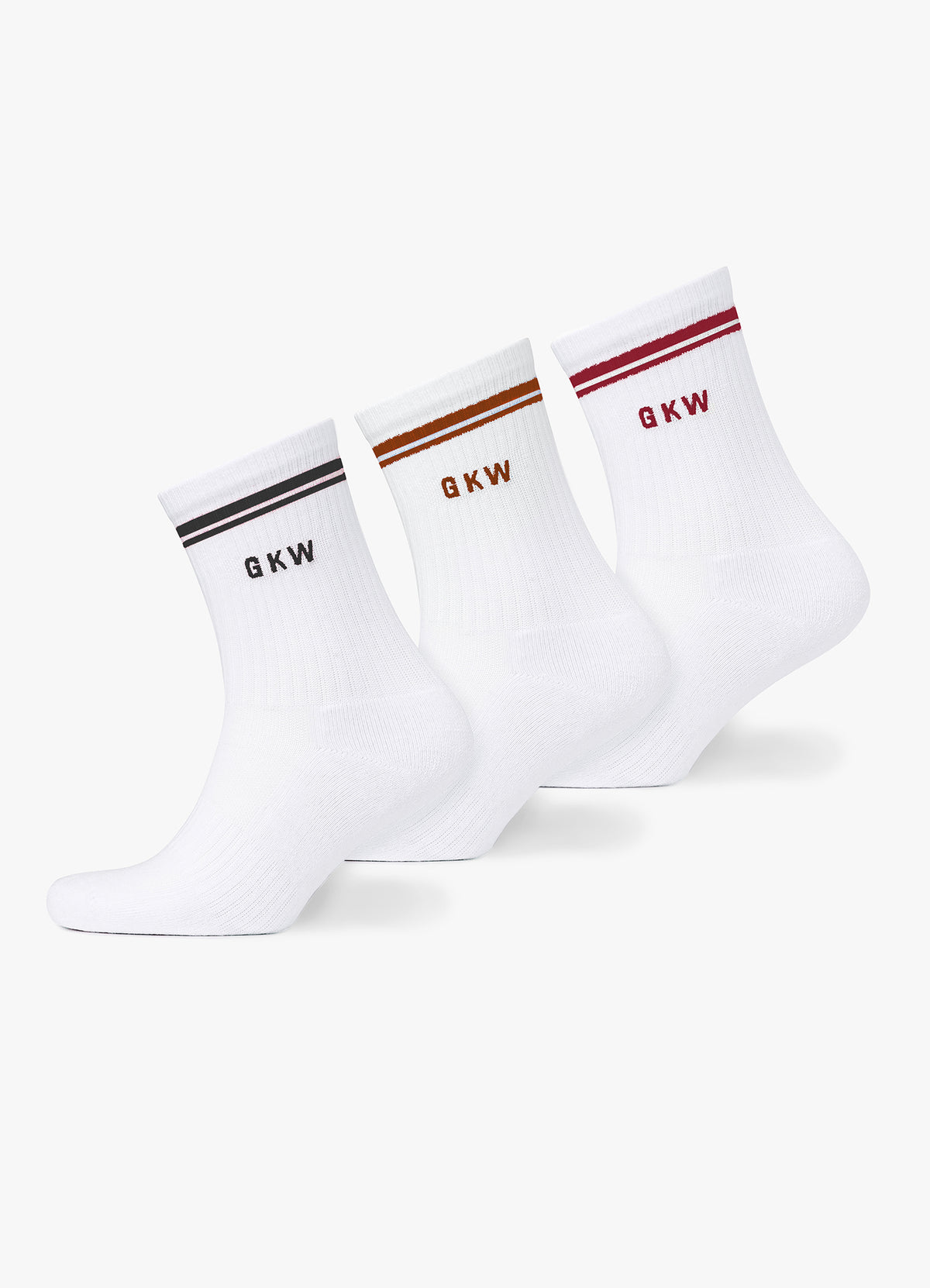 GKW Tipping Crew Sock (3PK) - White/Black/Chestnut/Berry