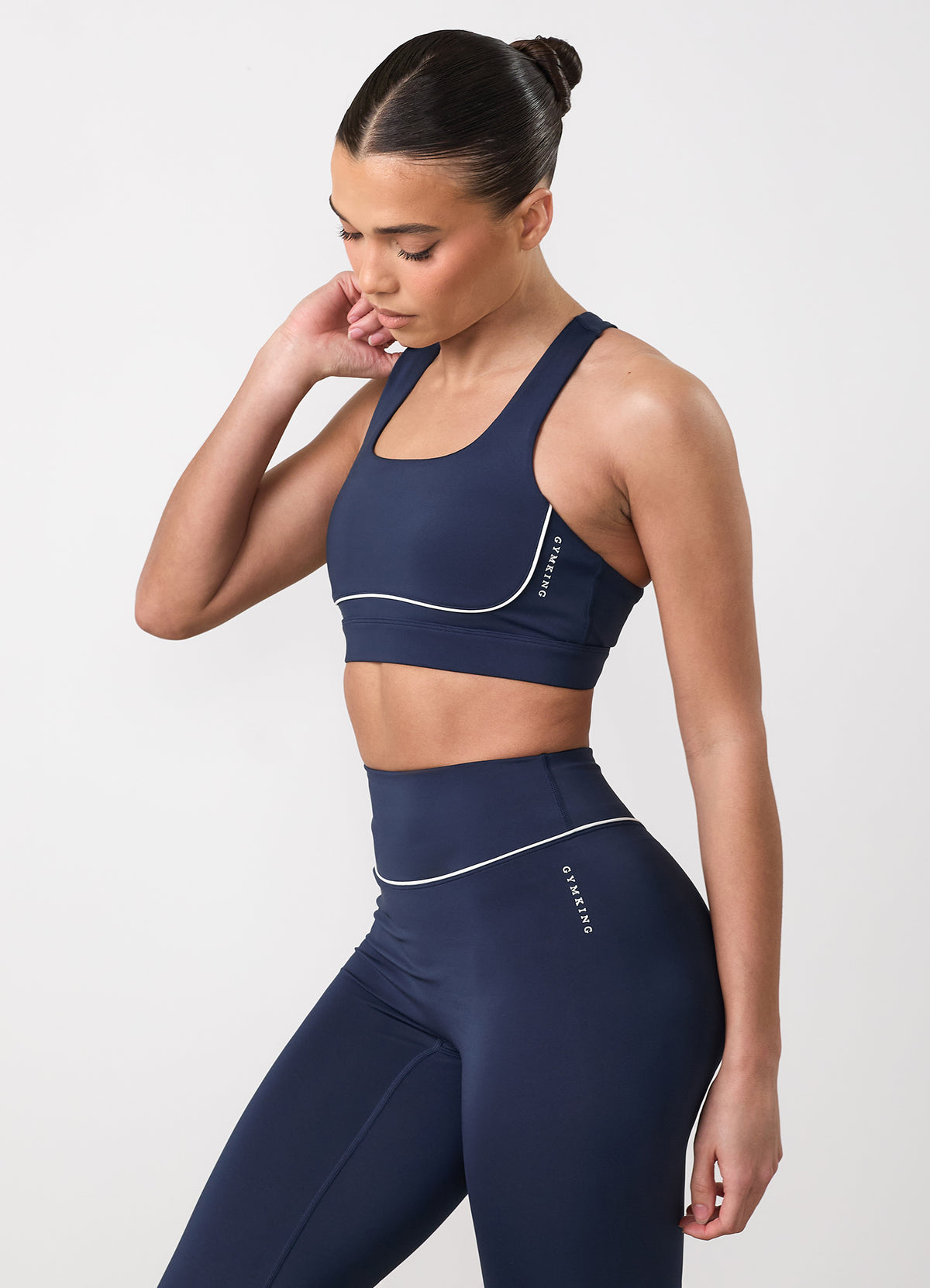 Gym King Knockout Piped Sports Bra - Indigo Blue