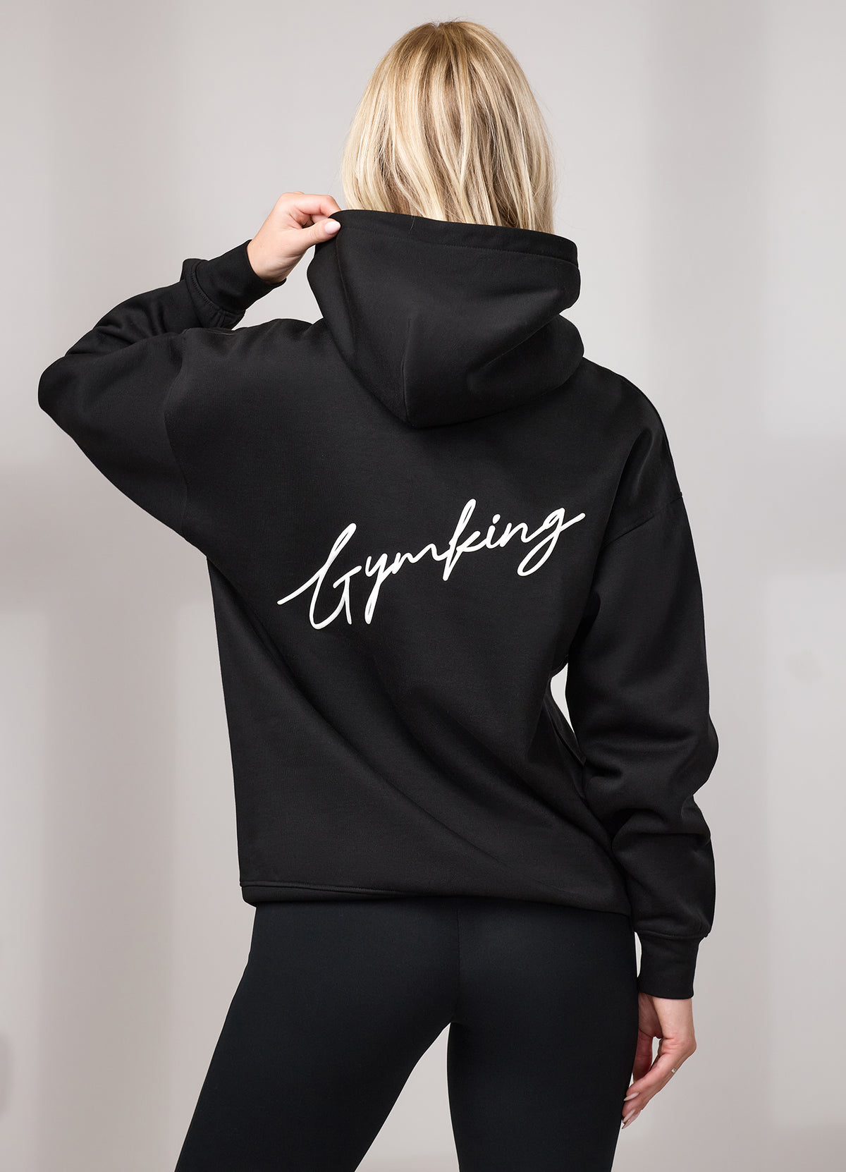 Gym King Script fleecehoodie - Zwart/Wit