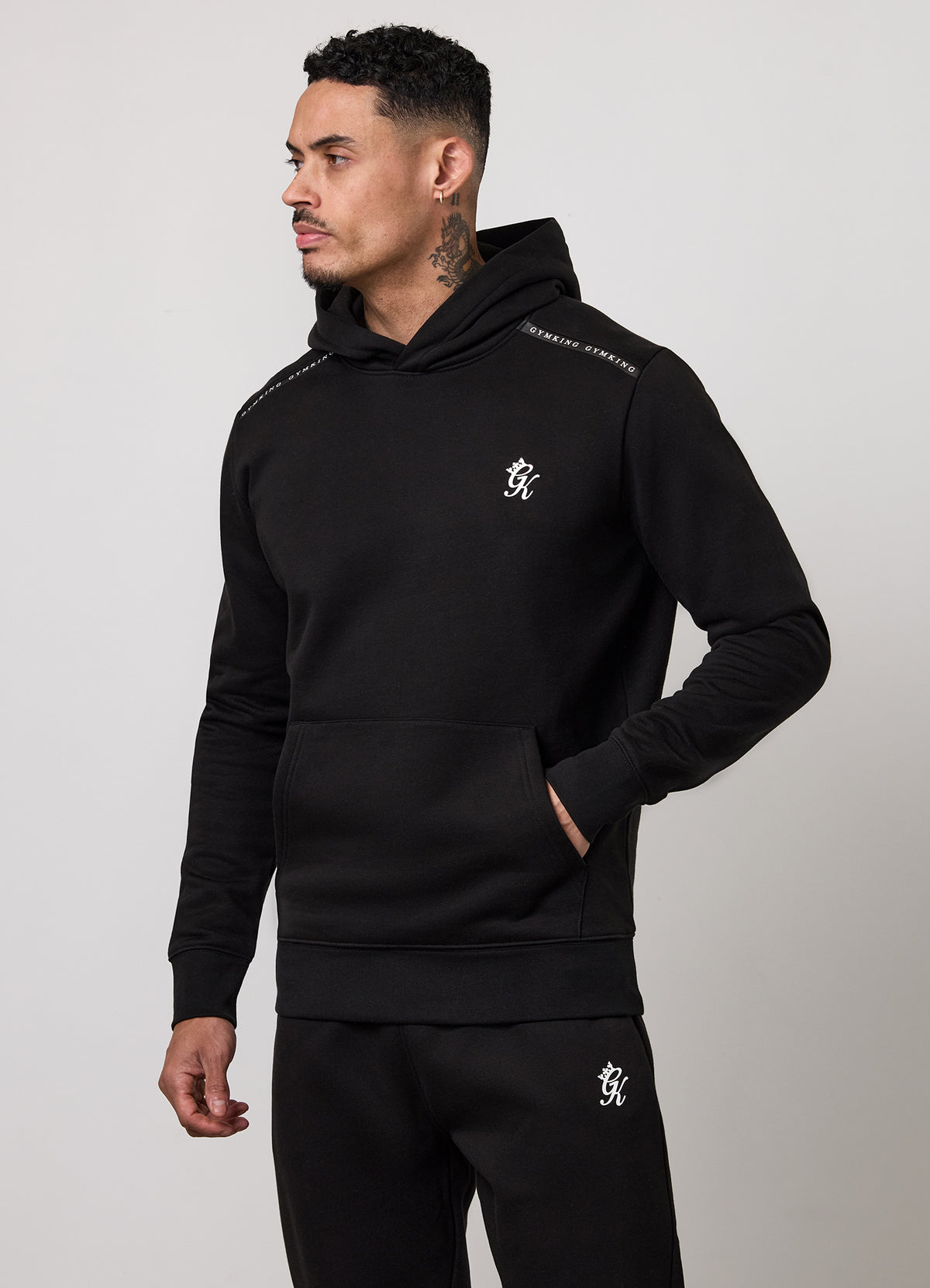 Gym King Taped Fleece Hoodie - Black
