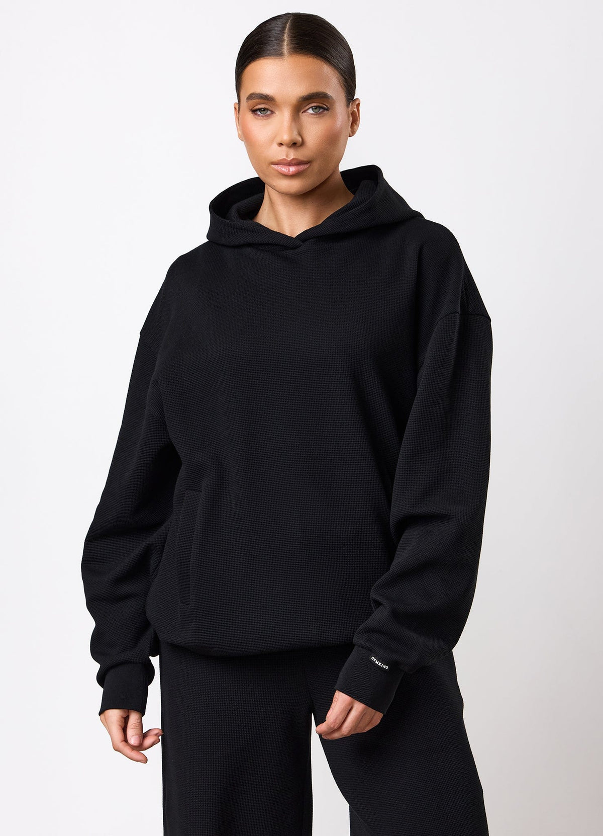 Gym King Hoodie met wafelmotief - Zwart