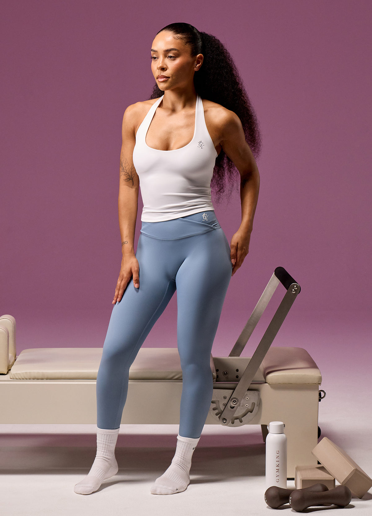 Gym King 365 Wrap Over Legging - Faded Indigo
