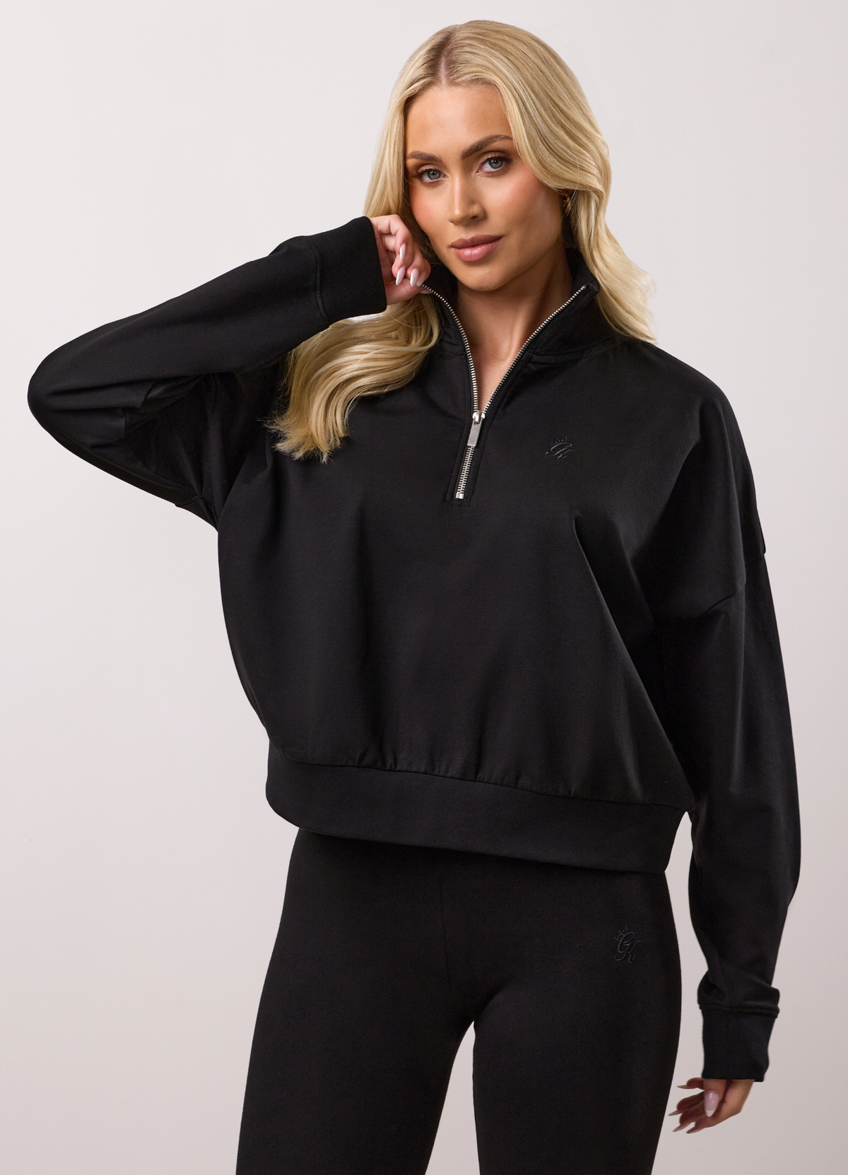 Gym King Victory Lightweight Loopback 1/4 Zip Funnel - Black