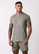 Gym King Debossed Camo T-Shirt - Olive thumbnail