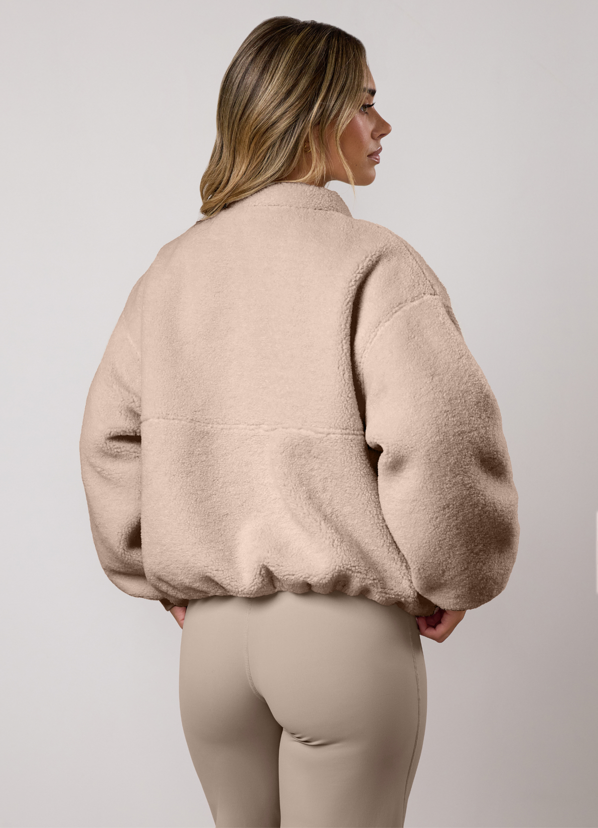 Gym King Fleece Puffer Bomber Jacket - Warm Shadow