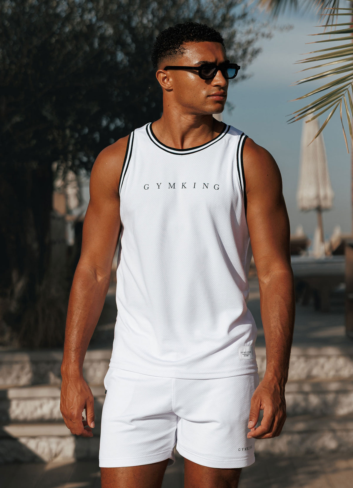 Gym King Brooklyn Mesh Vest - White/Black