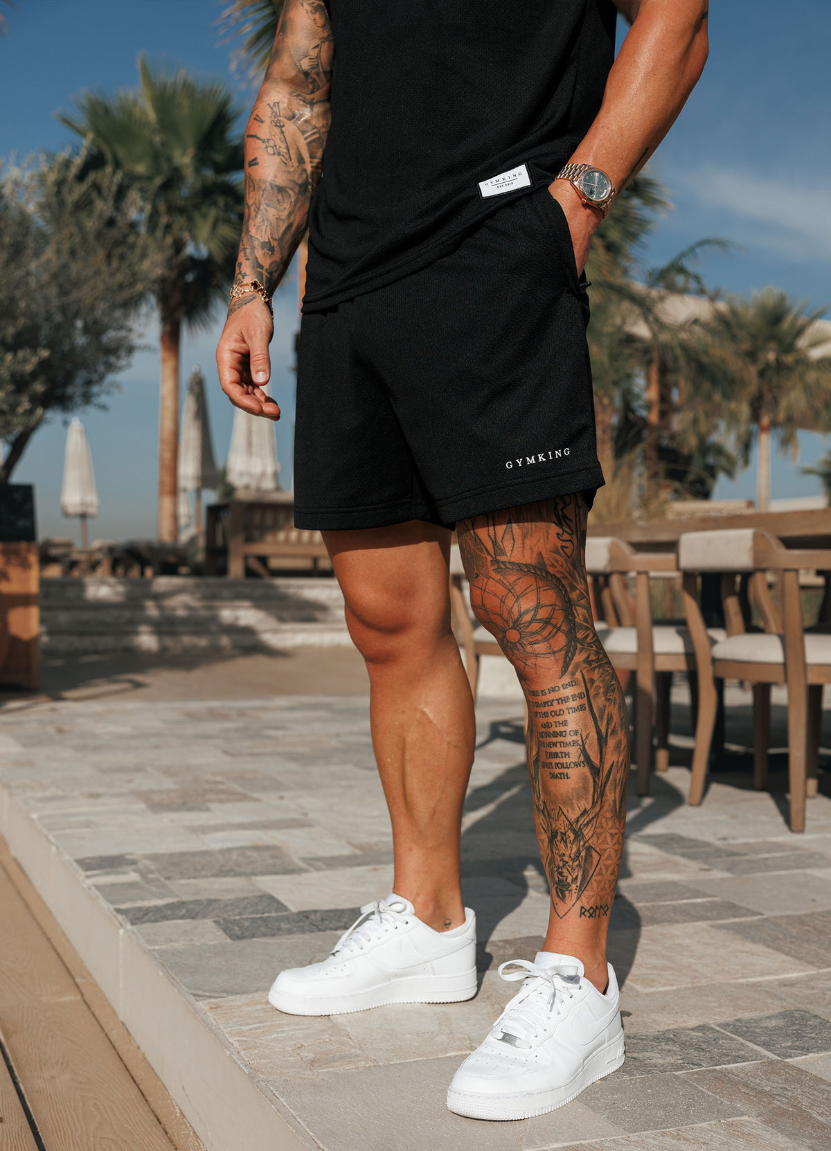 Gym King Brooklyn Mesh Short - Black/White