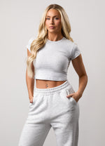 Gym King 365 Crop Fitted  T-Shirt - Snow Marl thumbnail