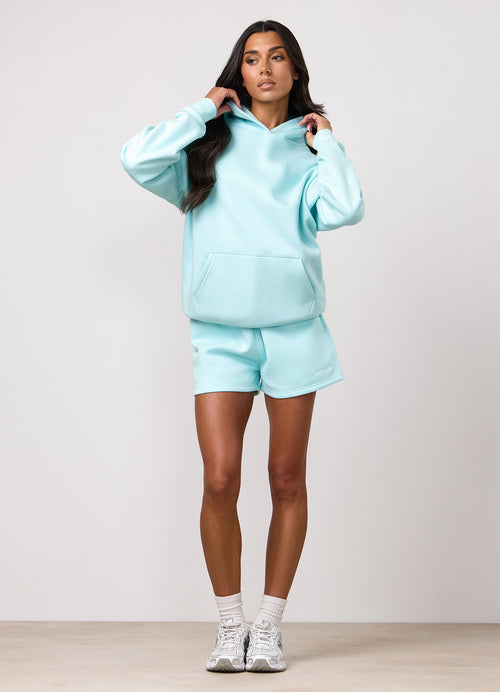 Gym King 365 Fleece Hoodie and Shorts - Pale Turquoise