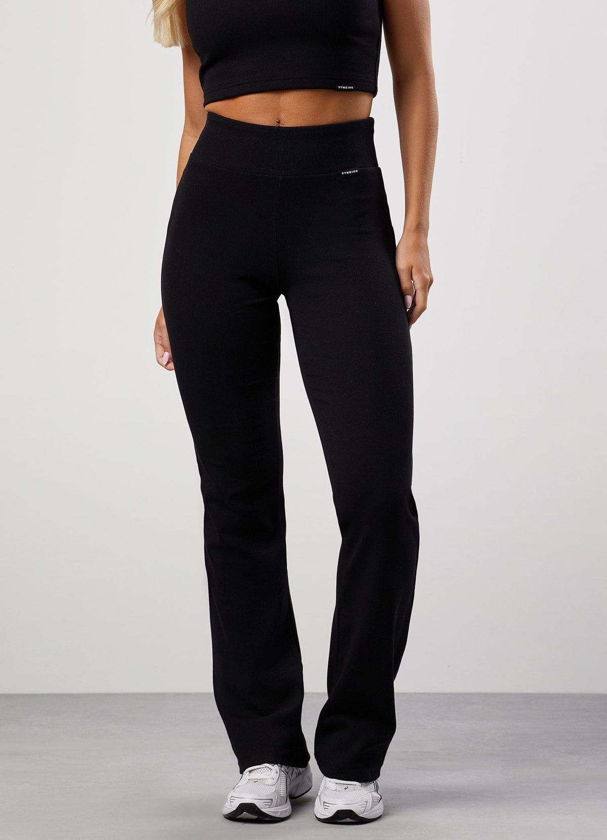 Women's black ribbed legging