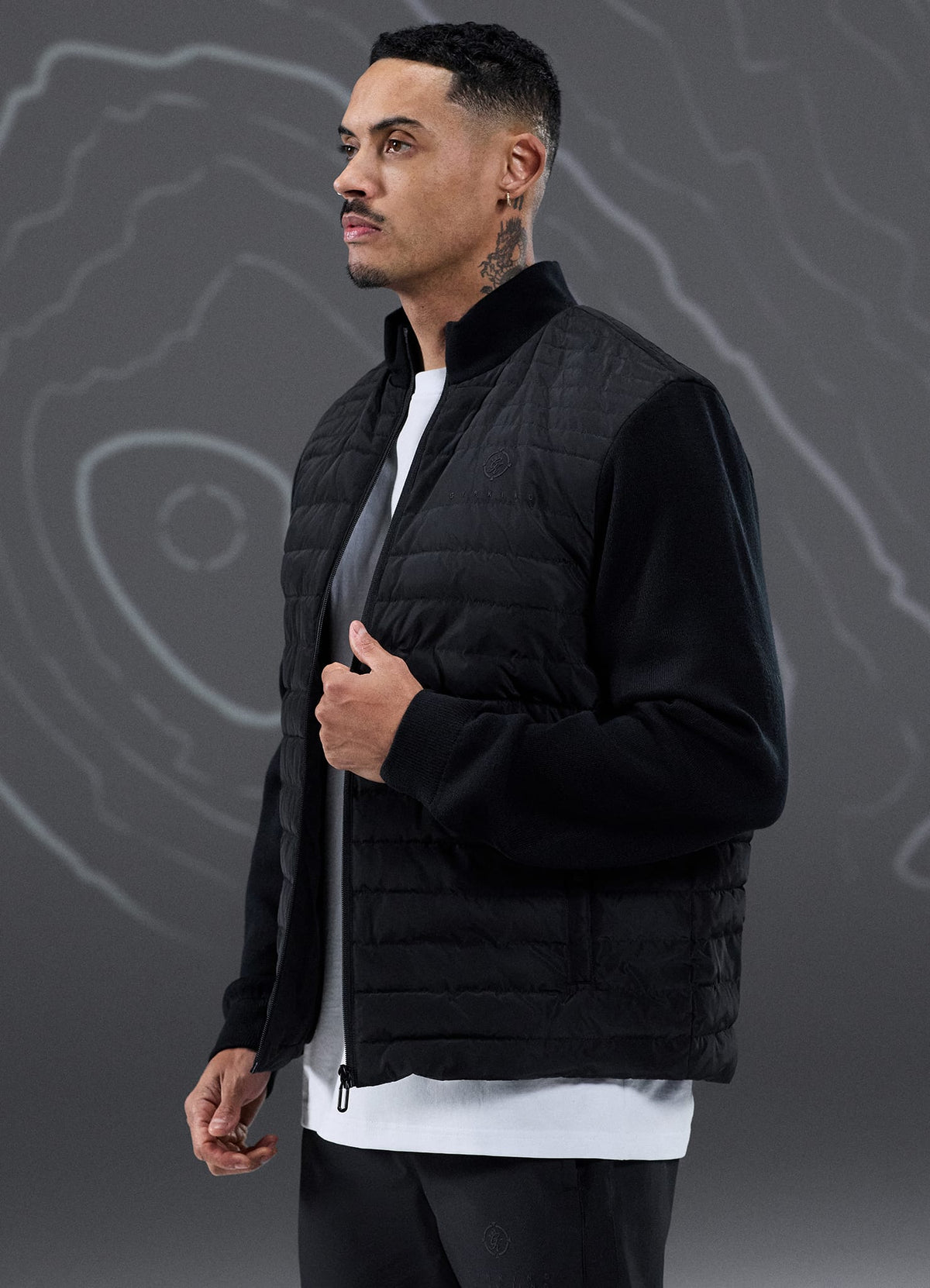 Gym King Rebellion Rushmore Light Quilted Knit Jacket - Black