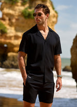 Gym King Signature Woven Texture Shirt - Black thumbnail