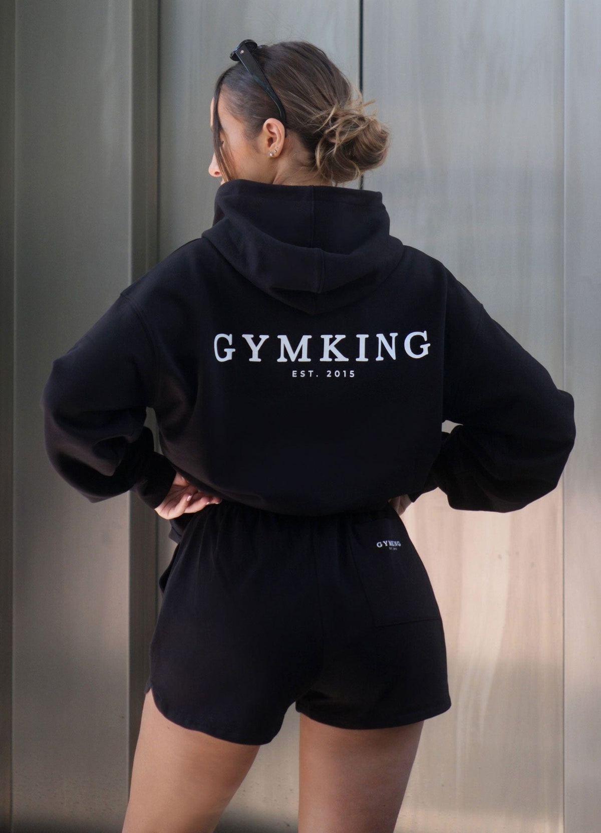 Gym King Klassieke hoodie met relaxte pasvorm - Zwart/Wit