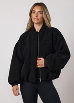 Gym King Fleece puffer-bomberjack – Zwart (miniatuurafbeelding)