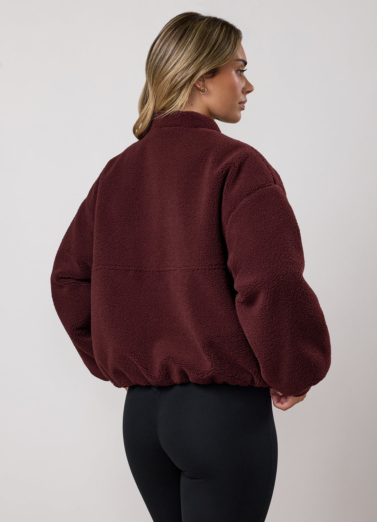 Gym King Fleece Puffer Bomber Jacket - Burnt Fig