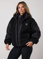 Gym King Borg Fleece and Woven Jacket - Black thumbnail