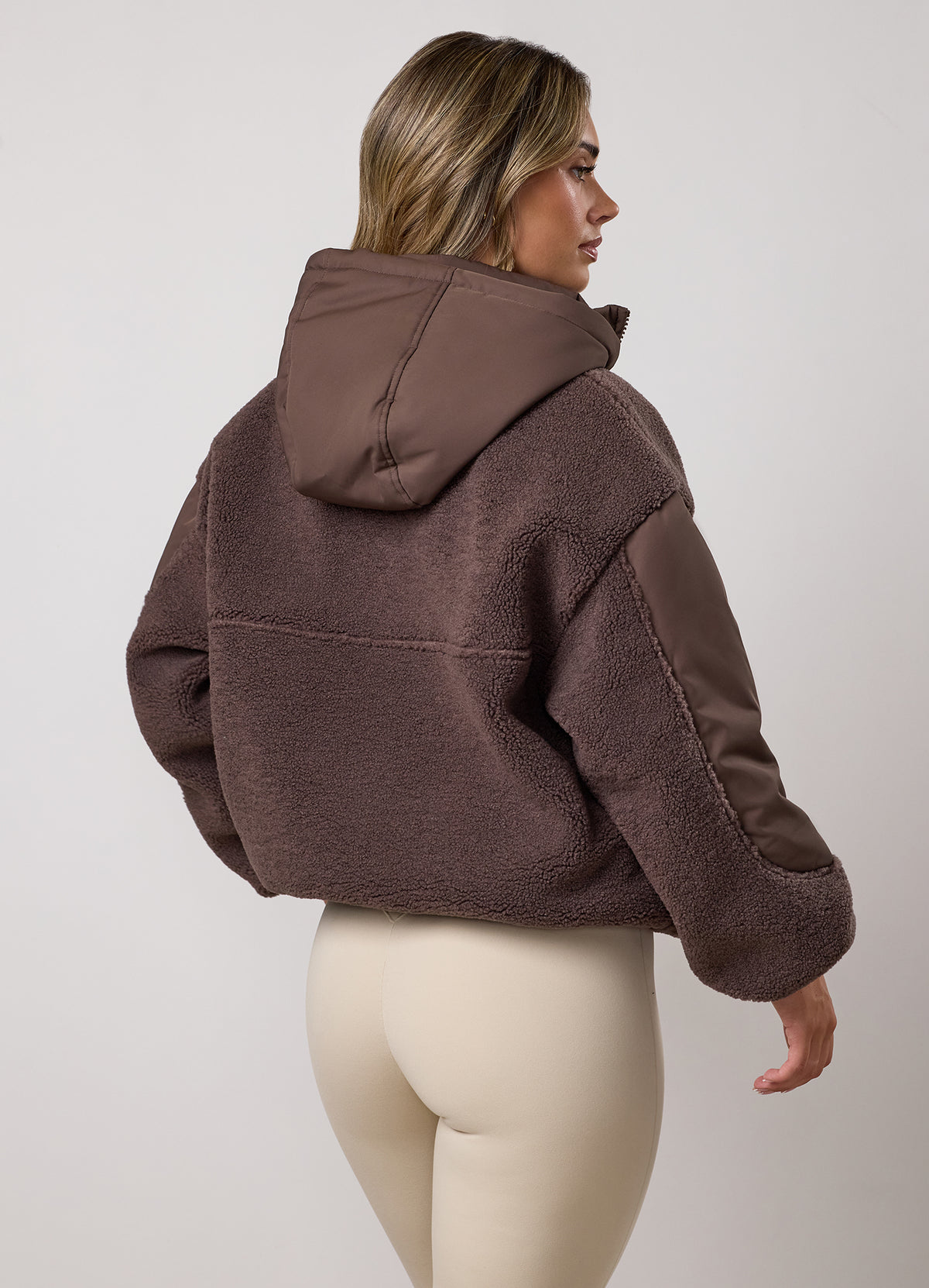 Gym King Borg Fleece and Woven Jacket - Deep Mocha
