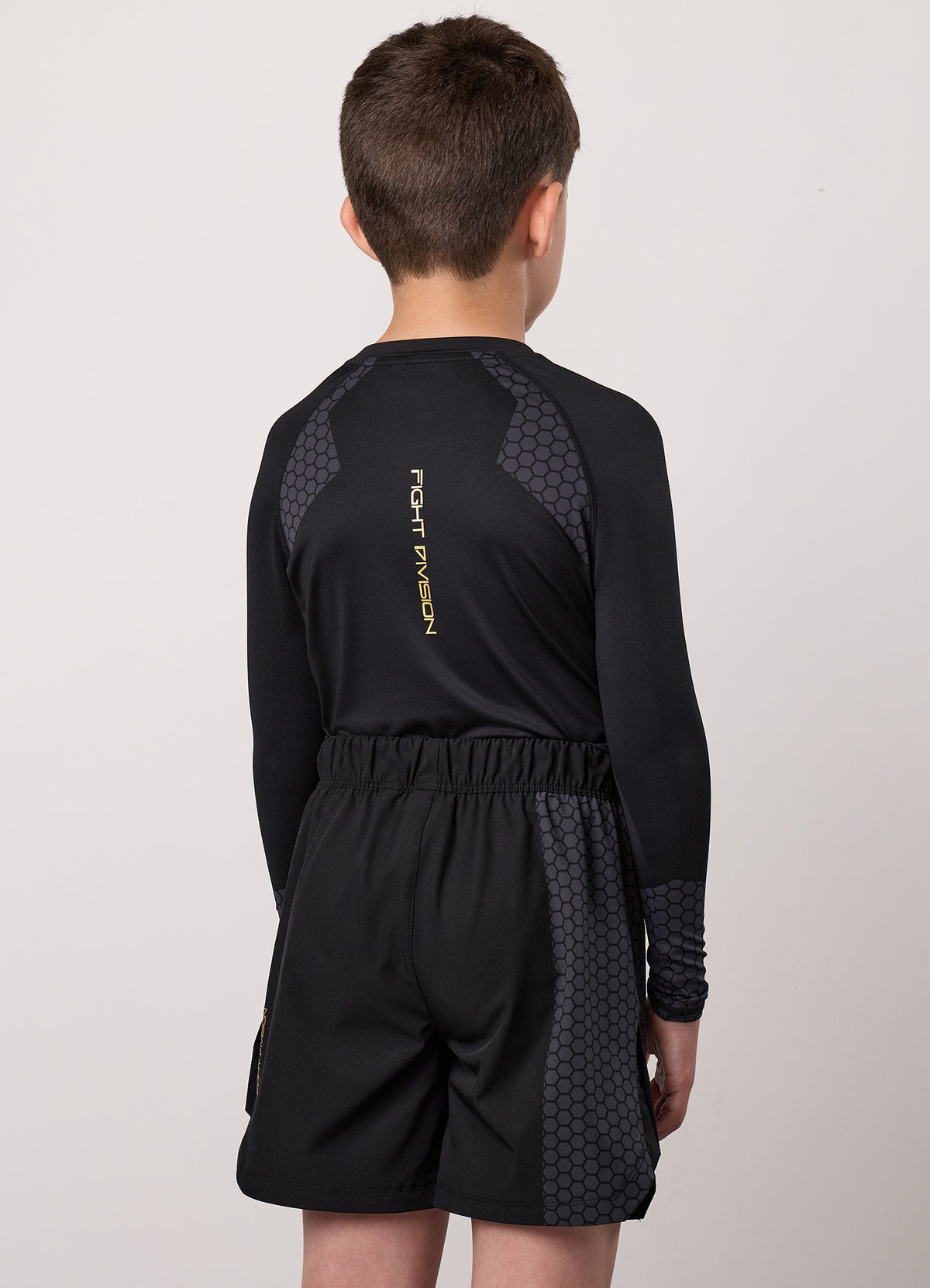 Gym King Older Kids Fight Division Combat Long Sleeve Rash Guard - Black