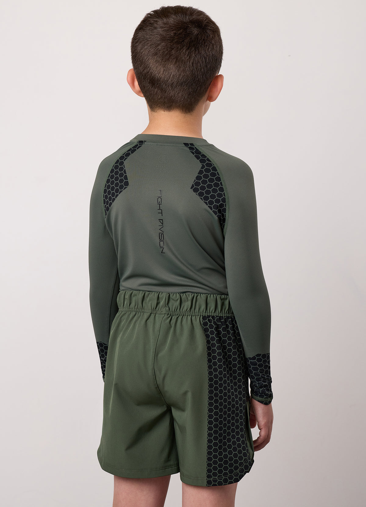 Gym King Older Kids Fight Division Combat Long Sleeve Rash Guard - Deep Olive