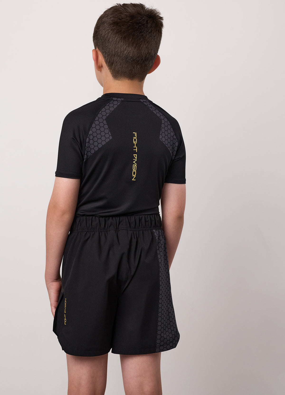 Gym King Older Kids Fight Division Combat Short Sleeve Rash Guard - Black
