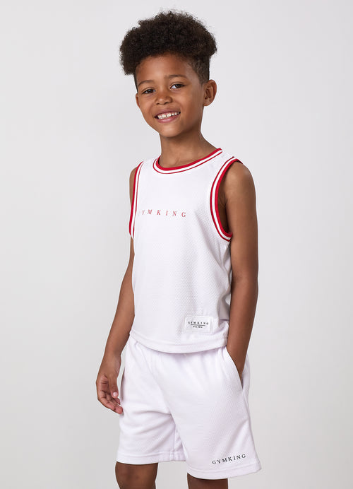 Gym King Older Kids Brooklyn Mesh Vest - White