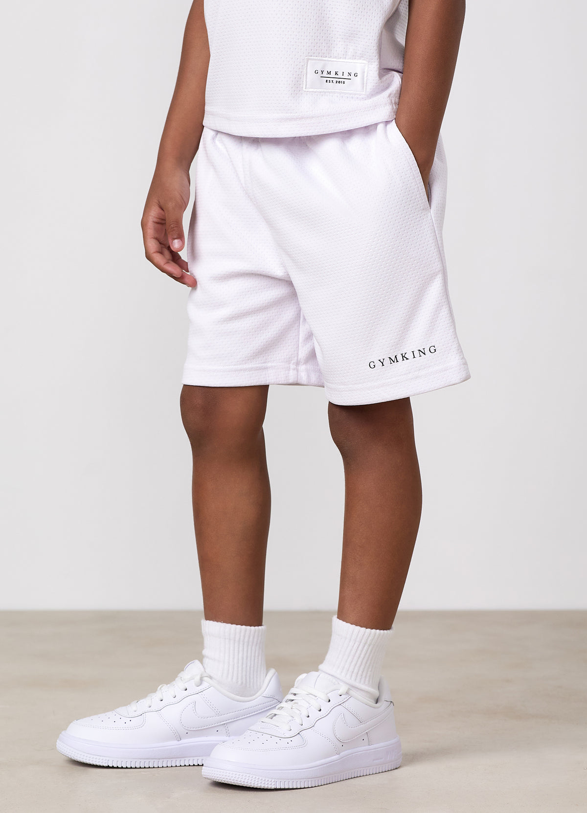 Gym King Older Kids Brooklyn Mesh Short - White