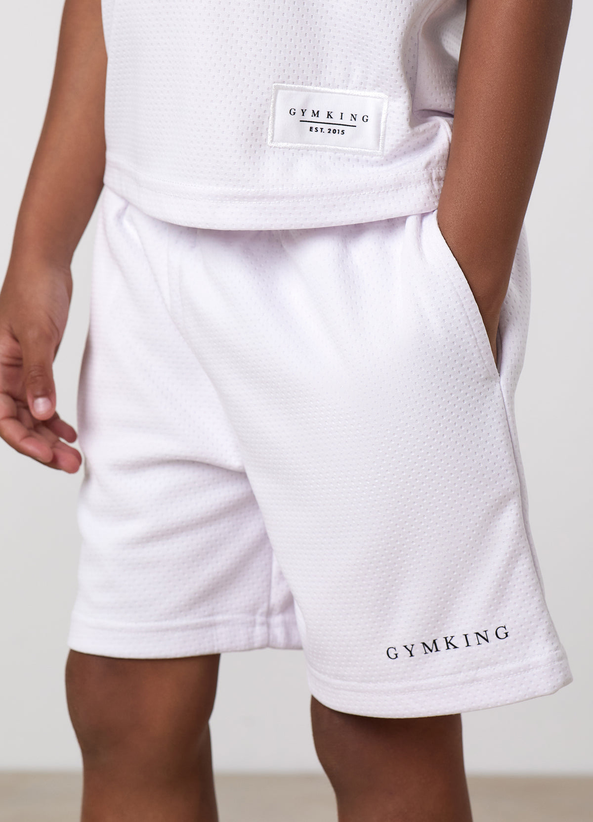 Gym King Younger Kids Brooklyn Mesh Short - White
