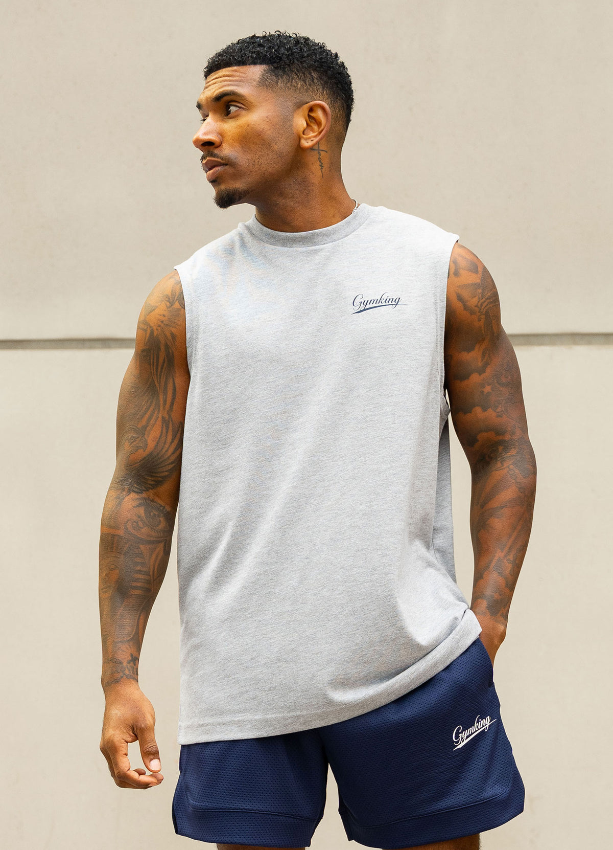 Gym King College Jersey Tank - Grey Marl