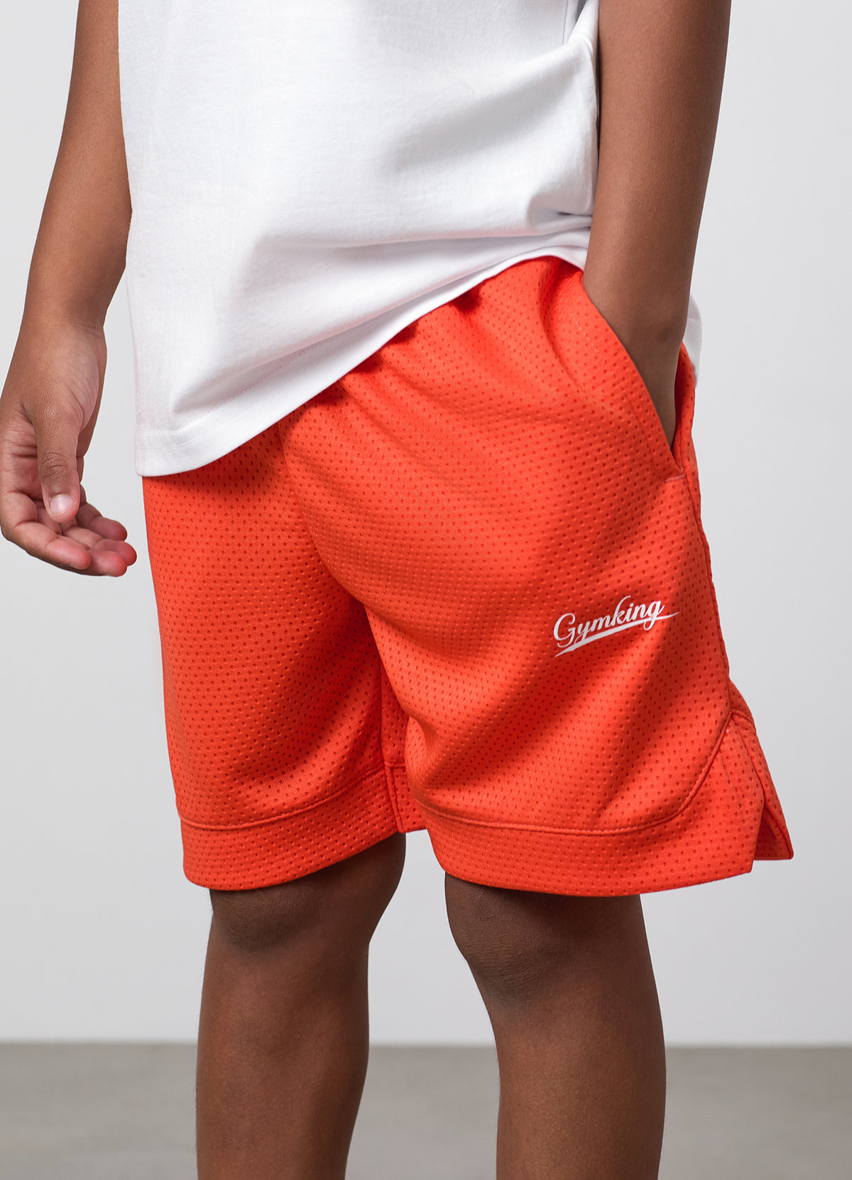 Gym King Older Kids College Mesh Short - Lava Orange