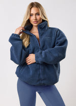 Gym King Long Line Borg Full Zip - Slate Blue thumbnail