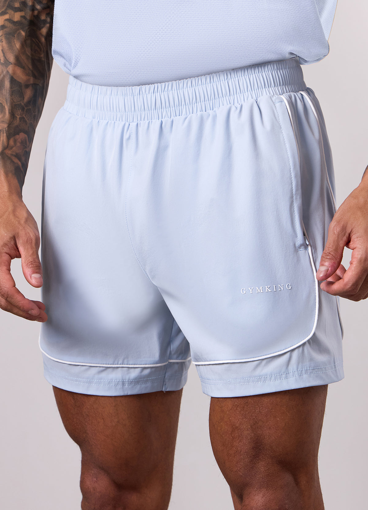 Gym King Core Piped Short - Fresh Blue