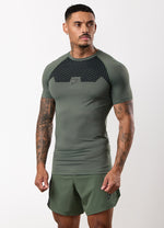 Gym King Fight Division Combat Short Sleeve Rash Guard - Deep Olive thumbnail