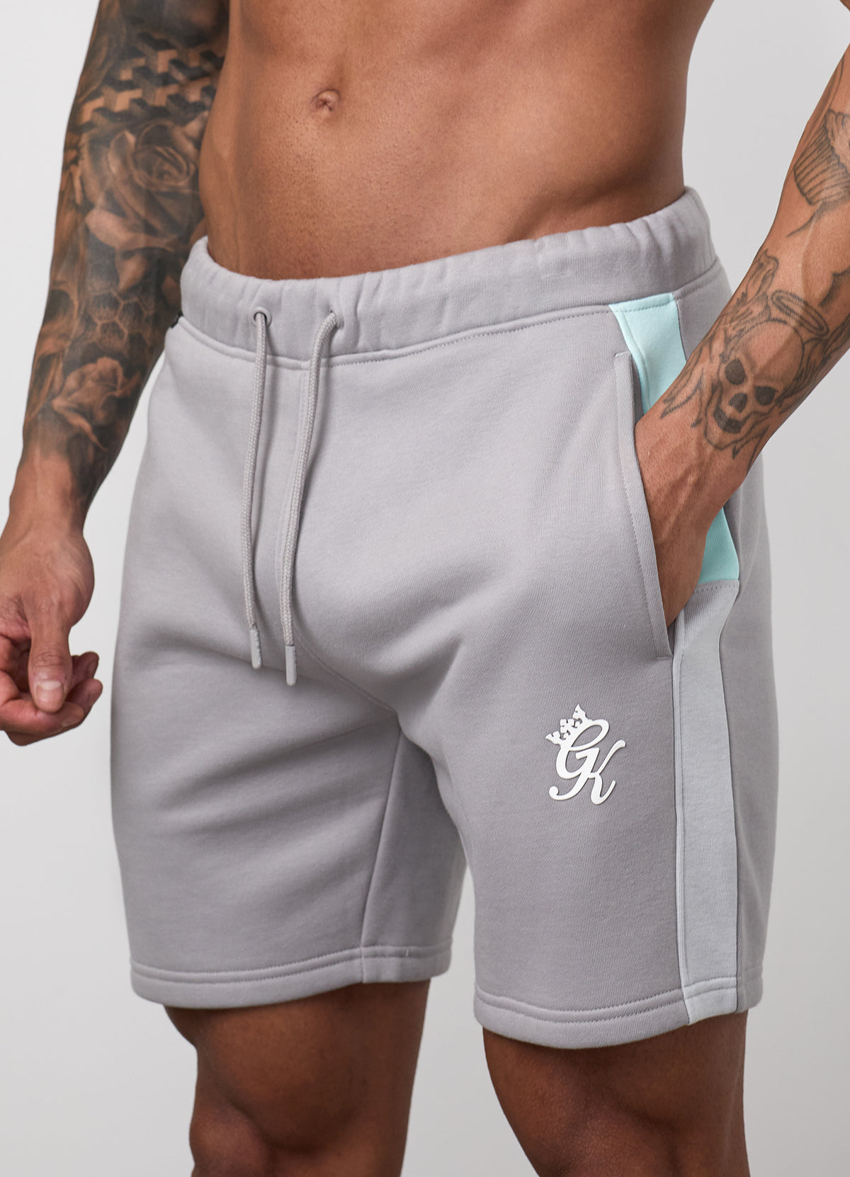 Gym King Contrast Panel Short - Urban Grey/Light Grey/Mint