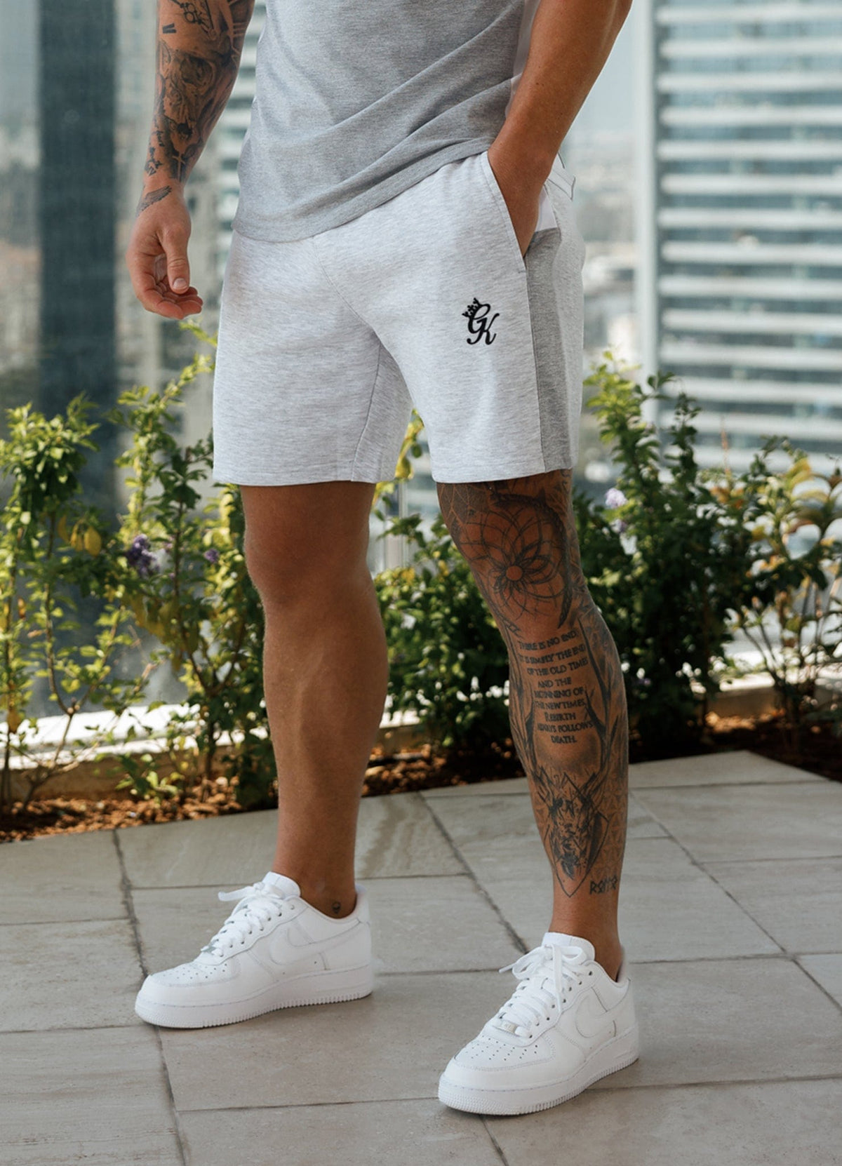 Gym King Contrast Panel Short - Sneeuwgemêleerd/Lichtgrijs/Wit