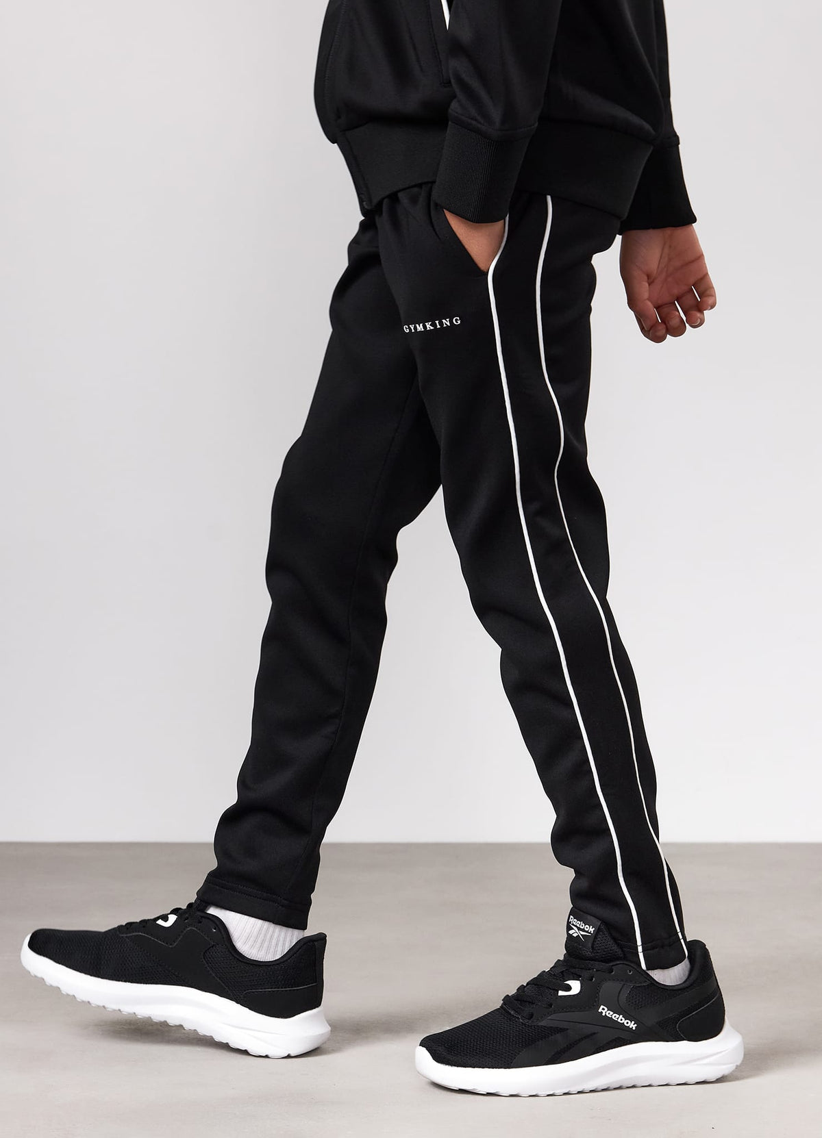 Gym King Kids Core Piped Tapered Leg Jogger - Black