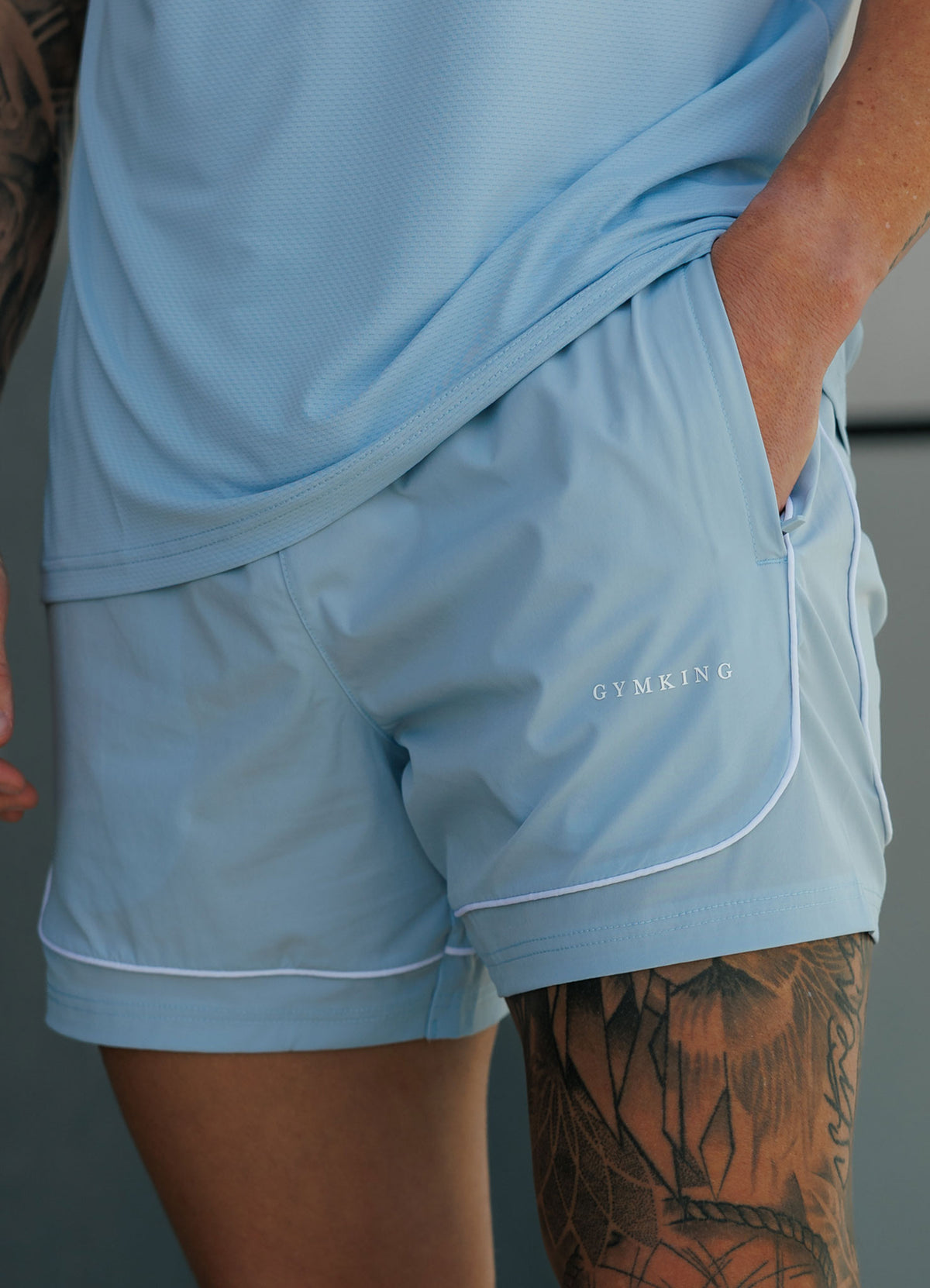 Gym King Core Piped Short - Fresh Blue