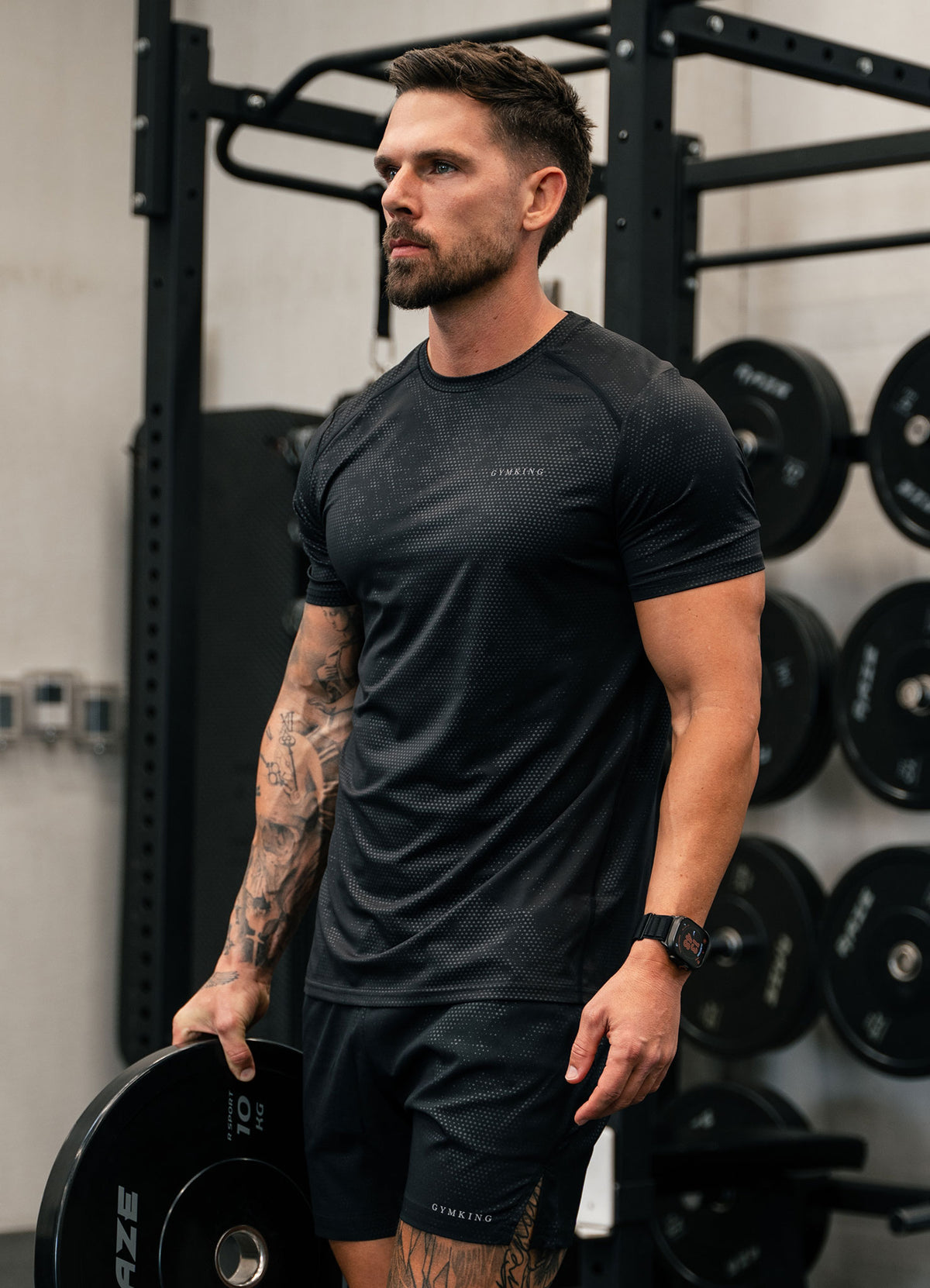 Gym King Debossed Pixel T-Shirt - Black