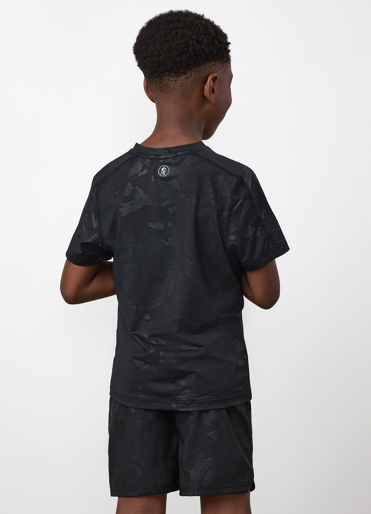 Gym King Older Kids Debossed Camo T-Shirt - Black