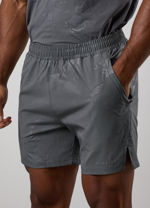 Gym King Debossed Camo Short - Gunmetal Grey