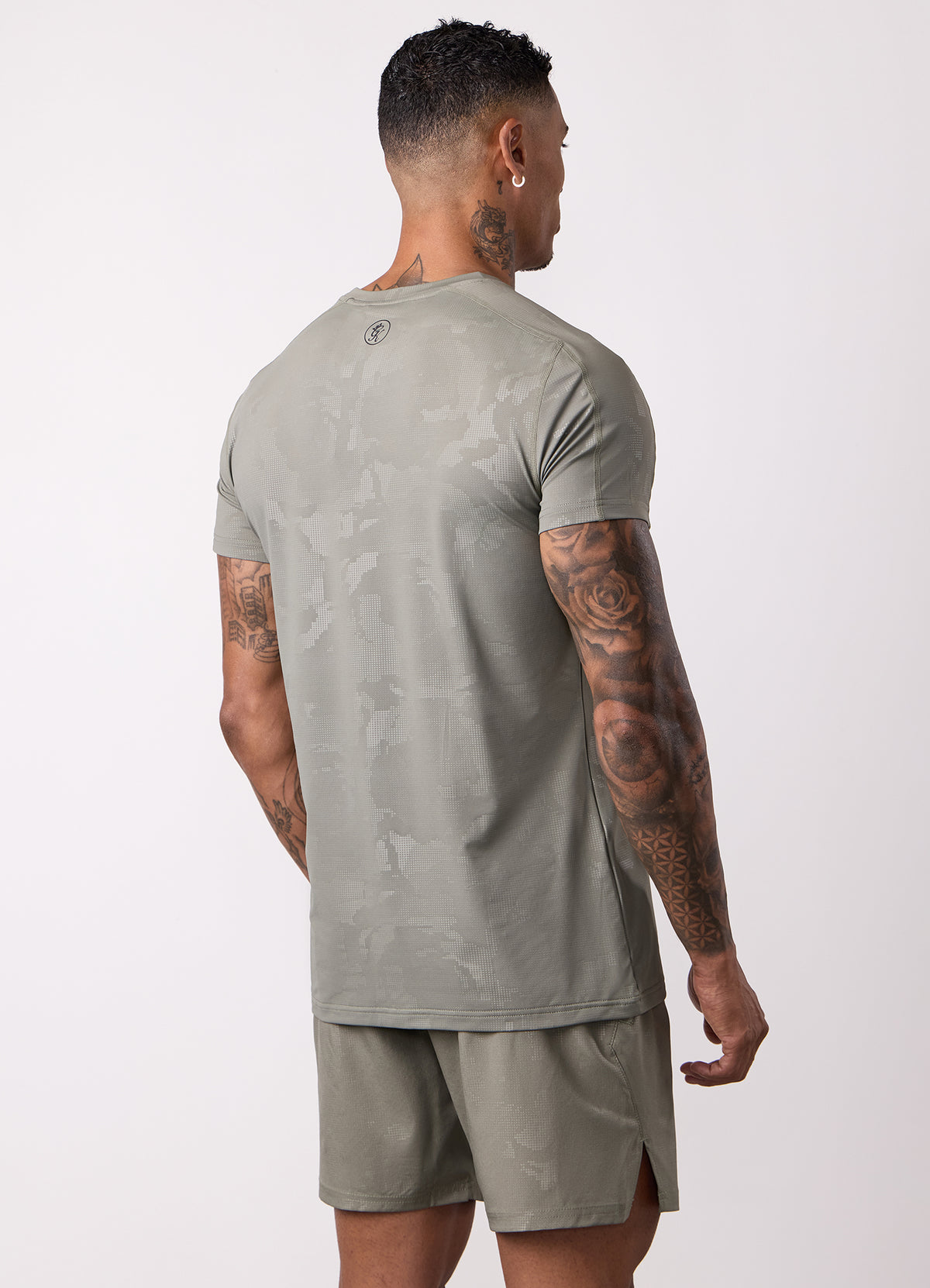 Gym King Debossed Camo T-Shirt - Olive