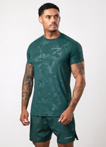 Gym King Debossed Camo T-Shirt - Deep Forest Green thumbnail