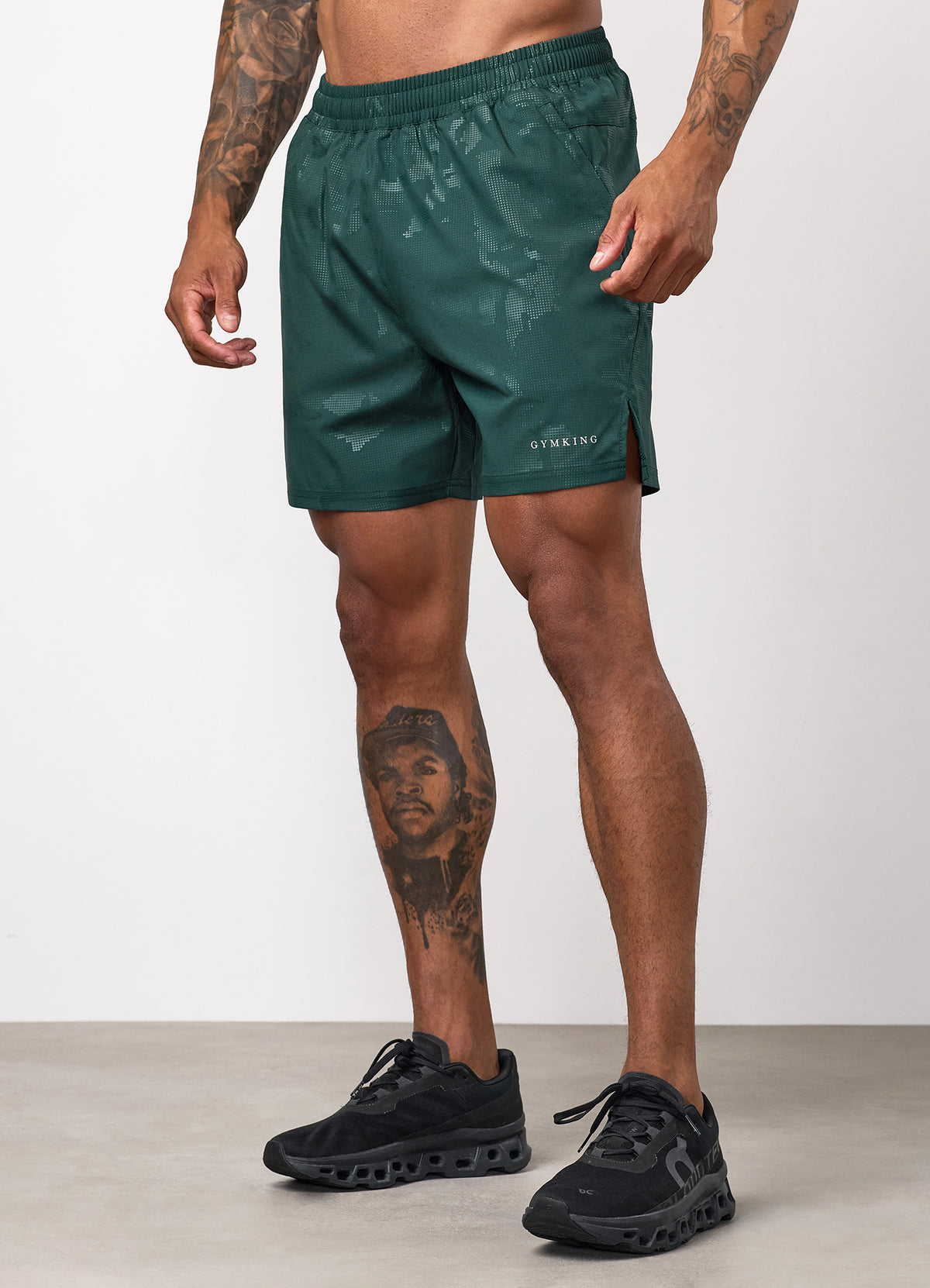 Gym King Debossed Camo Short 5" - Deep Forest Green