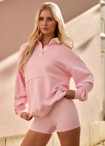 Gym King Heritage Loopback Long Sleeve Polo - Soft Pink thumbnail