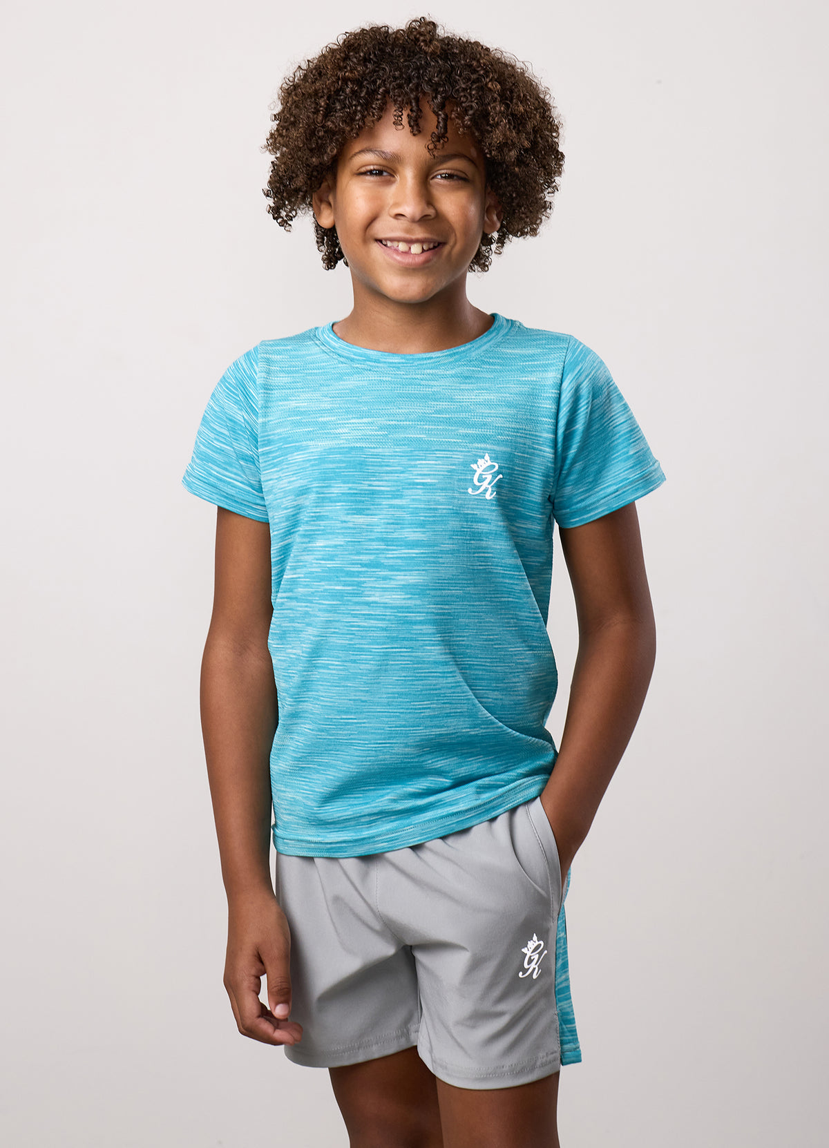 Gym King Older Kids Energy Space Dye T-Shirt - Ocean Blue Multi