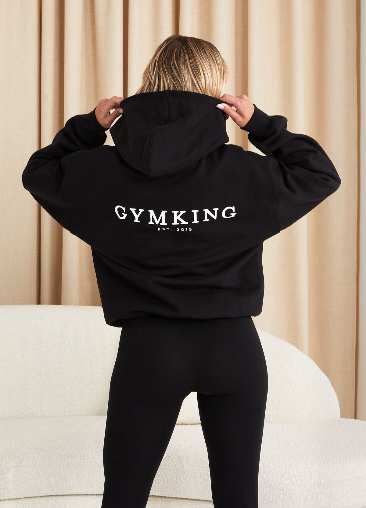 Gym King Klassieke hoodie met relaxte pasvorm - Zwart/Wit