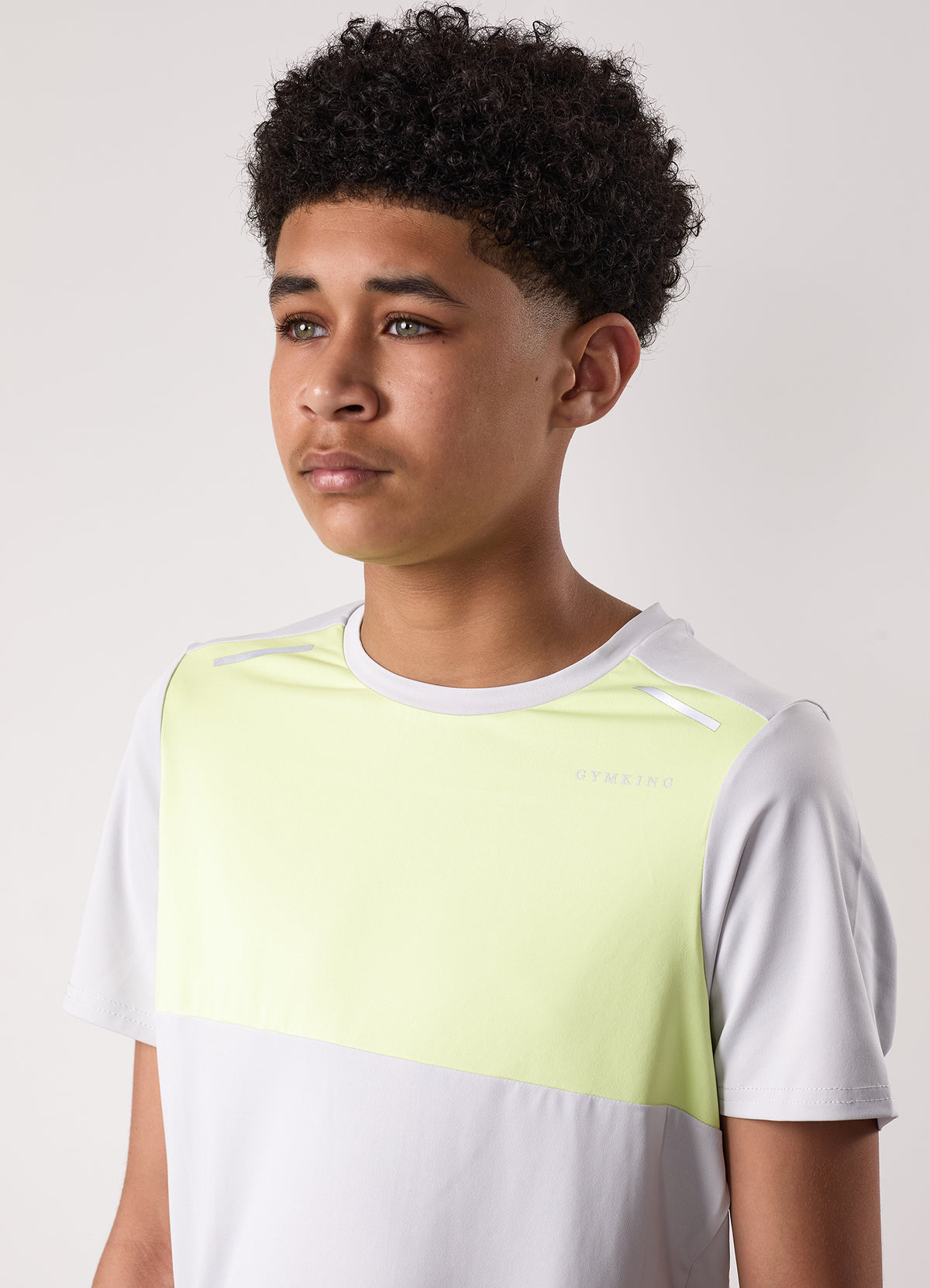 Gym King Older Kids Advance Tee - Light Grey/Limelight