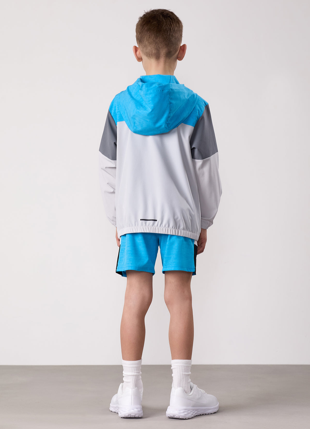 Gym King Kinder-trainingsjack en -short van Vision - Lichtgrijs/Portofino-blauw
