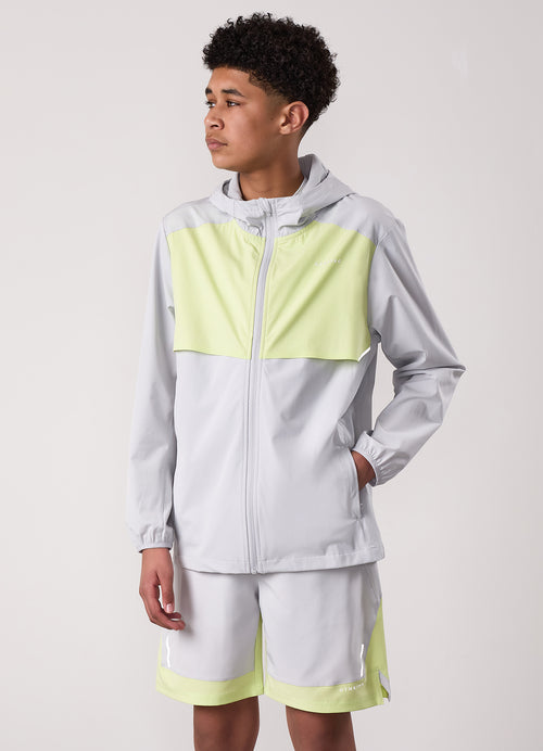 Gym King Older Kids Advance Tracksuit Top - Light Grey/Limelight